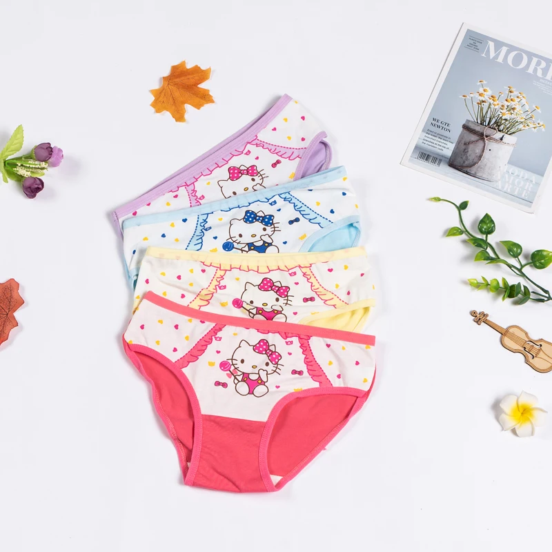Трусики для девочек 4 шт./Лот мягкие хлопковые нижнее белье с мультяшным рисунком