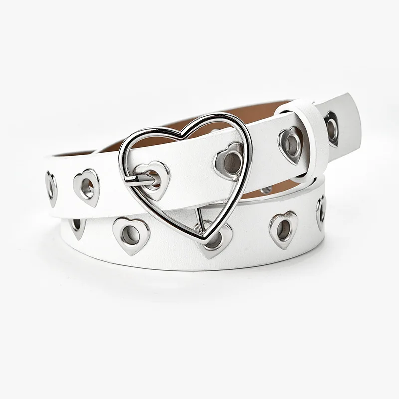 

Grommet PU Leather Belt for Women/Men Punk metal Jean Belt