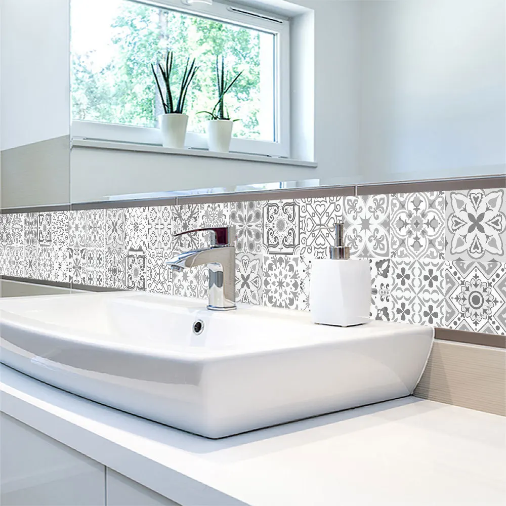 Ceramic Tile 3D Printing Film PVC Floor Contact Paper Covering DIY Self-adhensive Waterproof Wall Sticker | Дом и сад