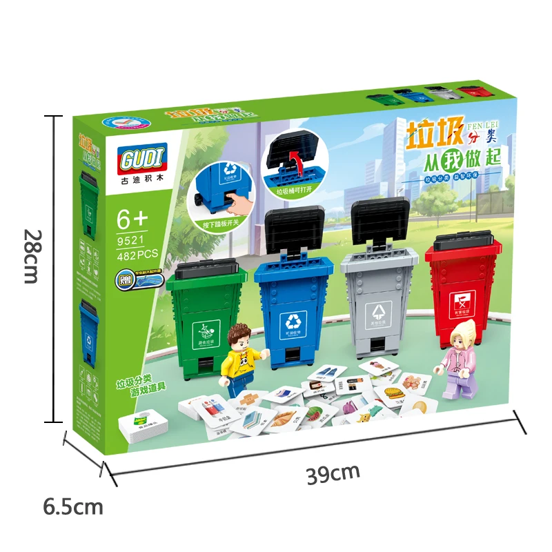 

City series Model Garbage sorting building blocks DIY for Friends Children education Assemble Kits Toys boys kid Christmas Gift