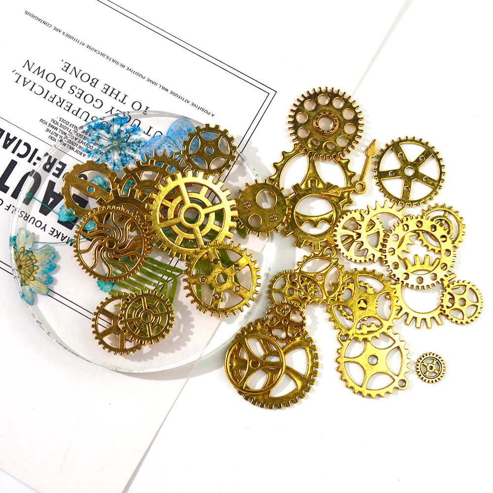 

50g Mix Alloy Mechanical Steampunk Cogs Gears Diy Accessories Drop Ship For Epoxy Resin Molds Silicone Crafts Art