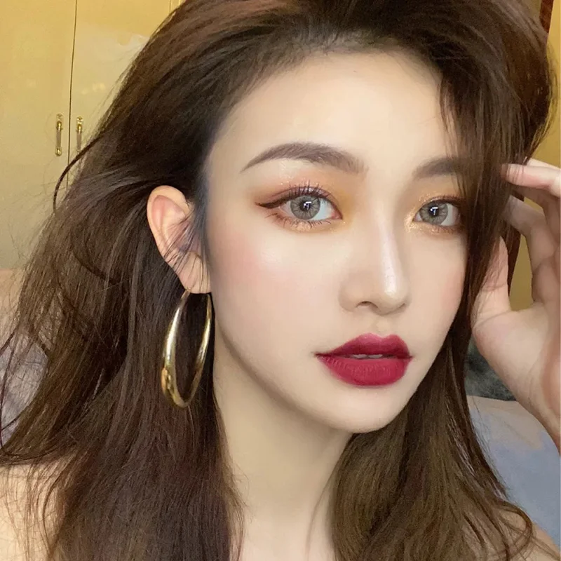 Женские серьги-кольца AOMU корейские круглые серьги золотого и металлического