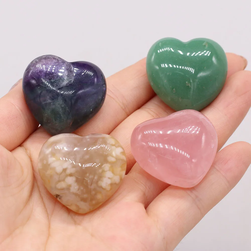 

Natural Semi-precious Stone Furnishing Articles Heart Shape Turquoise Agate Amethyst for DIY Jewelry Making Home Decoration