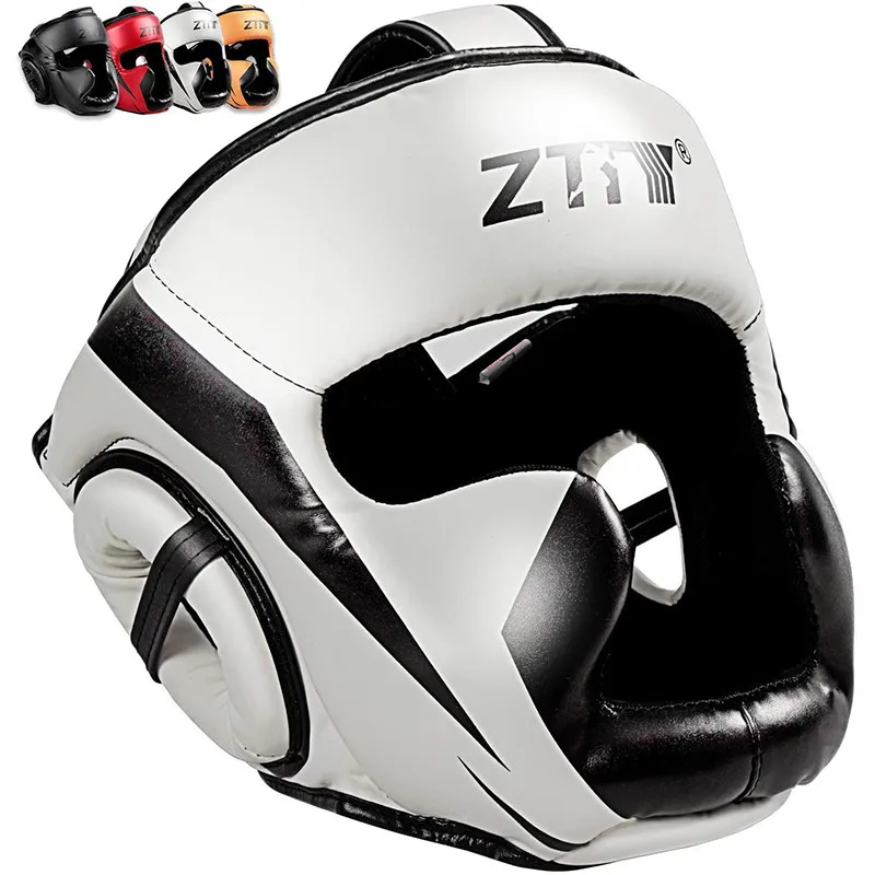 

Thai Headgear Sparring Training Leather Guard Boxing Full-Covered Head Muay Helmet Boxing ZTTY PU Equipment Gym Taekwondo Helmet