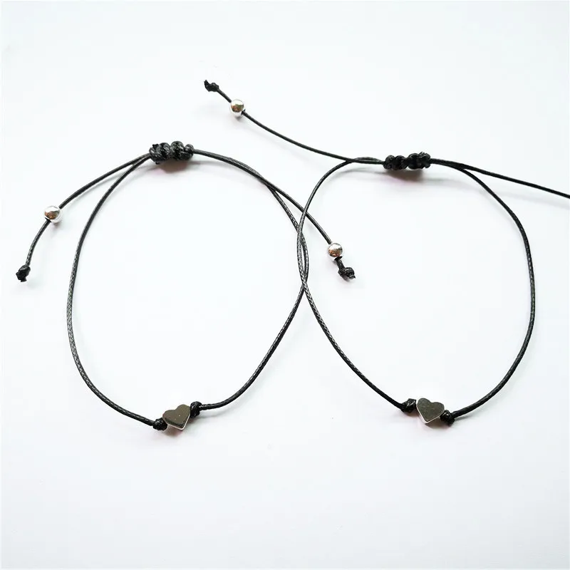 Взрывы Браслет любви простой в форме сердца Вощеная проволока Ткачество