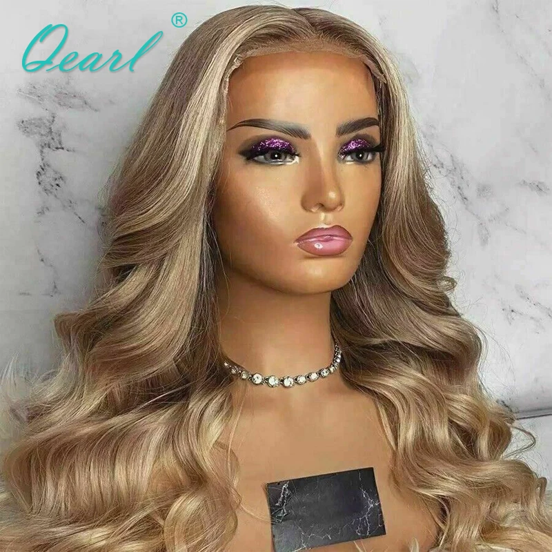 

Caramel Honey Blonde Loose Wave Human Hair Lace Front Wig 13x4/13x6 Ombre Colored Frontal Remy Hair Glueless Bleached Knots 150%