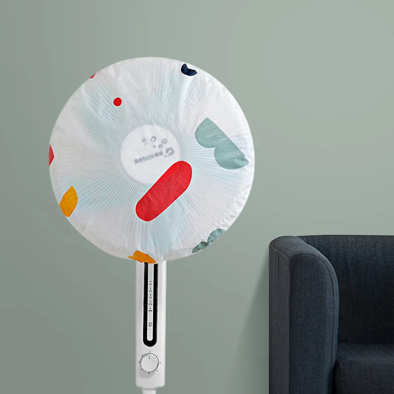 PEVA Floral Round Fan Protection Cover Floor Fan Safety Protection Waterproof Dust Cover