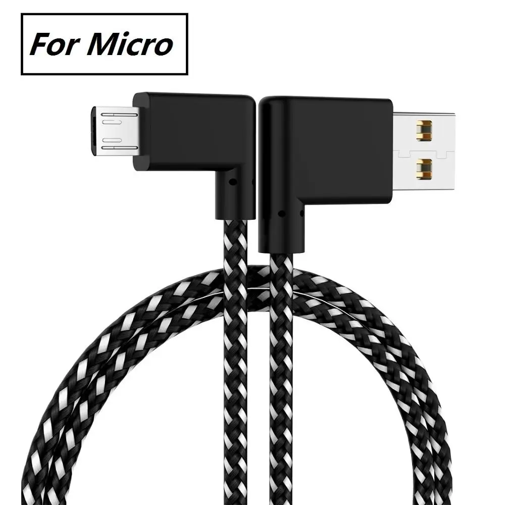 For Micro USB 90 градусов USB кабель type C USB дата кабель для SAMSUNG провод для быстрой зарядки Microusb USB C зарядное устройство для Xiaomi HuaweiP20 Mate10 - Цвет: For Micro USB