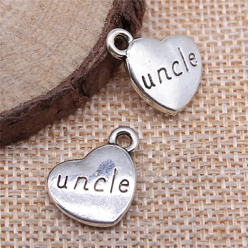 

10pcs 15x18mm Antique Gold Antique Silver Plated Antique Bronze Double Sided Uncle Heart Charms Family Charms