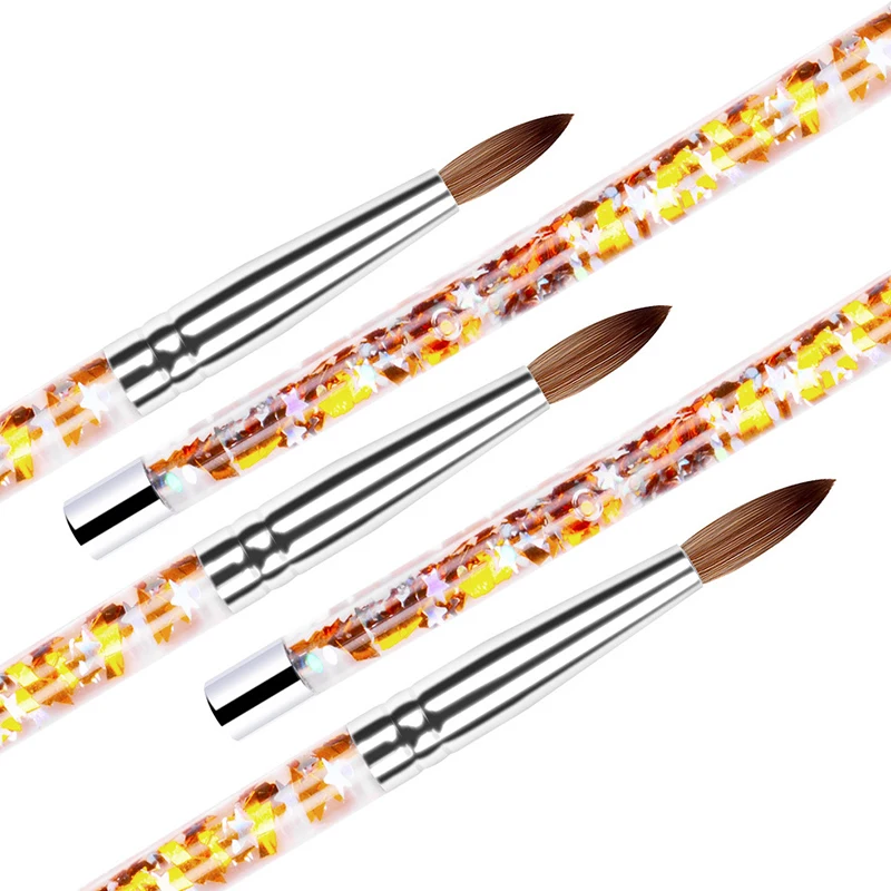 

1 PC Nail Brush Acrylic Nail Art Nail Drawing UV Gel Carving Pen Manicure Kolinsky Sable Manicure Glitter Handle Nail Tools