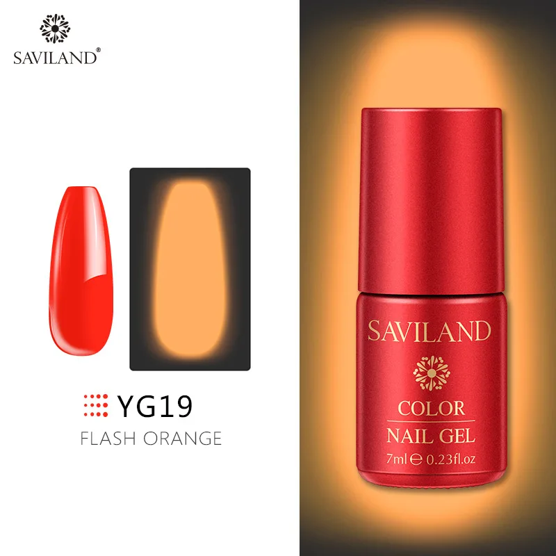 7ml YG19 Светящийся лак для ногтей SAVILAND, не протирает верхнее покрытие, 6 цветов, светящийся в темноте, Гель-лак для ногтей, отмачиваемый, УФ-Гель-лак, блеск в темноте - Цвет: 7ml YG19