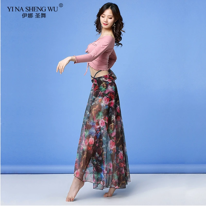 New Fashion Women Belly Dance Clothes Costume Set 2 Pieces Floral Chiffon Long Skirt Stretchy Top For | Тематическая одежда и