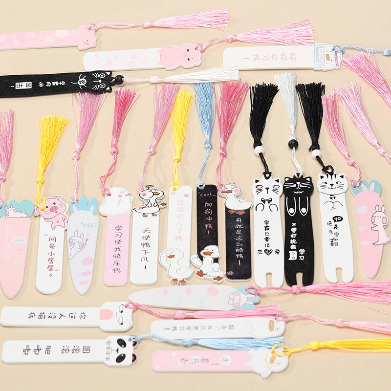 1 Pcs Drawing Cute Kawaii Wood Creative Tassel Straight Ruler Bookmarks Holder School Office Supply Teacher Gift Stationery