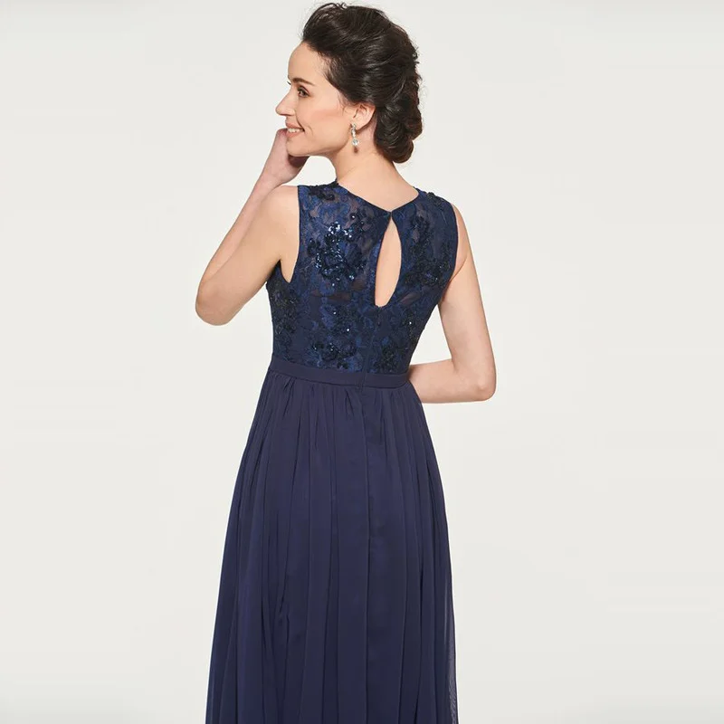 

Fashion Mother of The Bride Dress Sleeveless A-line Chiffon Wedding Party Gowns Lace Beading Split Mother Dresses for Wedding