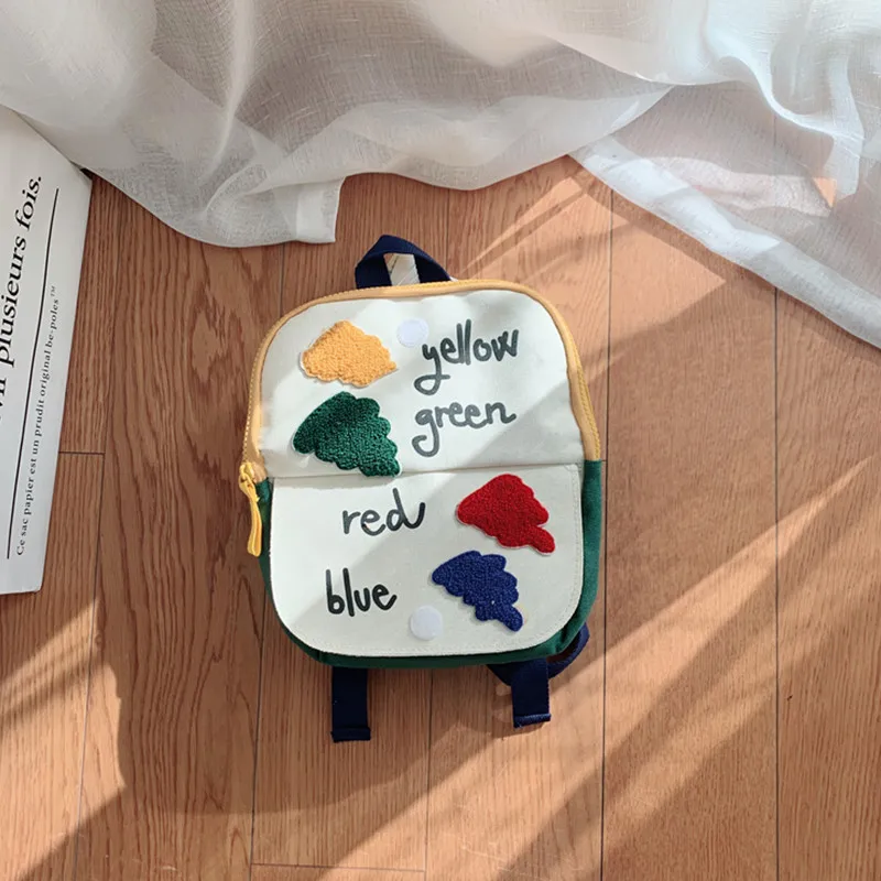 

Stitching flip bag school bag for boys and girls fun small backpack color matching bag cute shoulder bag children's mini bag