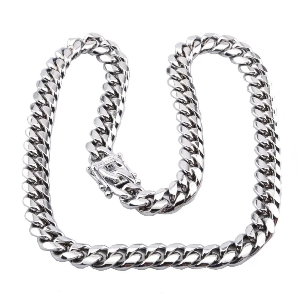 

10mm Punk Fashion Men's High Quality 316L Stainless Steel Curb Cuban Link Chain Necklace Jewelry Gift 7-40inch