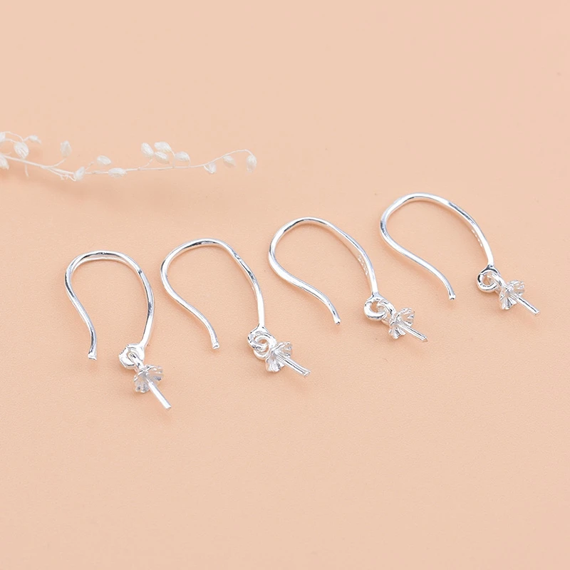 

S925 sterling silver diy making earring accessories pearl tray ear hook ear hanging jewelry accessories