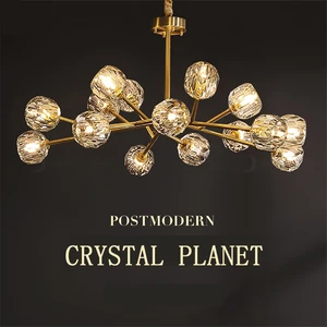 Modern Vintage Copper Crystal Chandelier Luxury Large Chandeliers Lustre Kitchen Molecular Bedroom Ceiling Chandelier Lighting