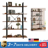 5 tiers bookshelf plant flower stand wood grain storage shelf for home office enough space metal frame and mdf boards two crossb