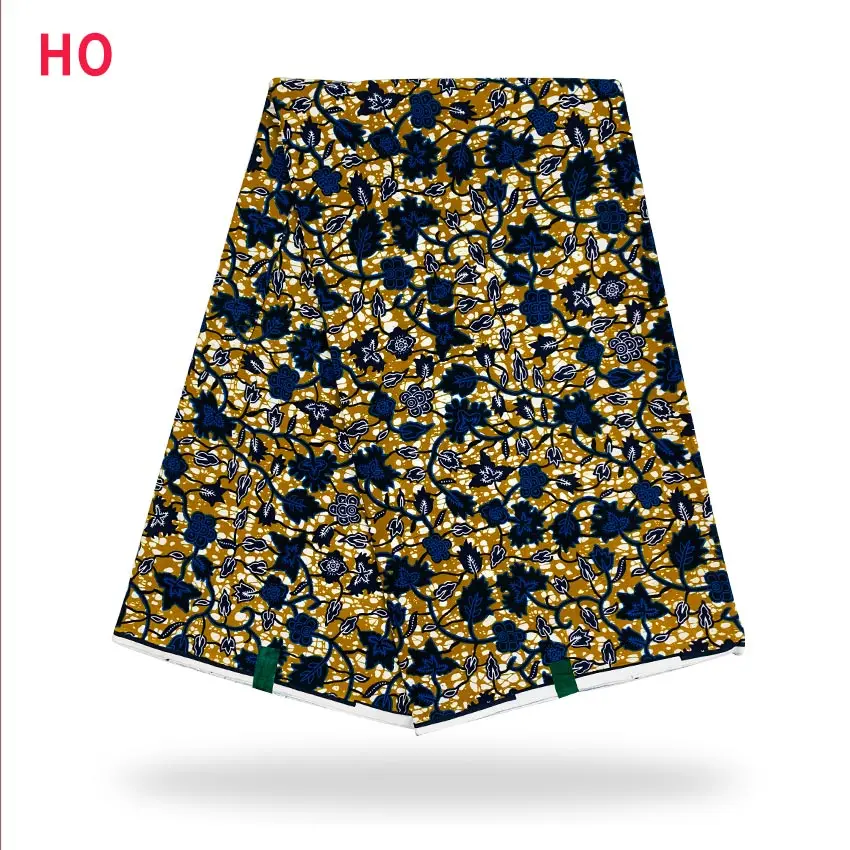 

New Arrival Ghana Wax Fabric Sewing Material 100% Cotton Prints 6 Yards