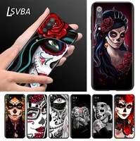 flower skull lady man silicone tpu cover for xiaomi mi note 11 10t 10 9 9t se 8 pro lite ultra 5g phone case bag