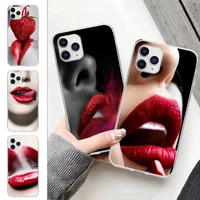 2020 girl red lips phone clear cover for iphone 5 6 7 8 x 11 12 pro max se case