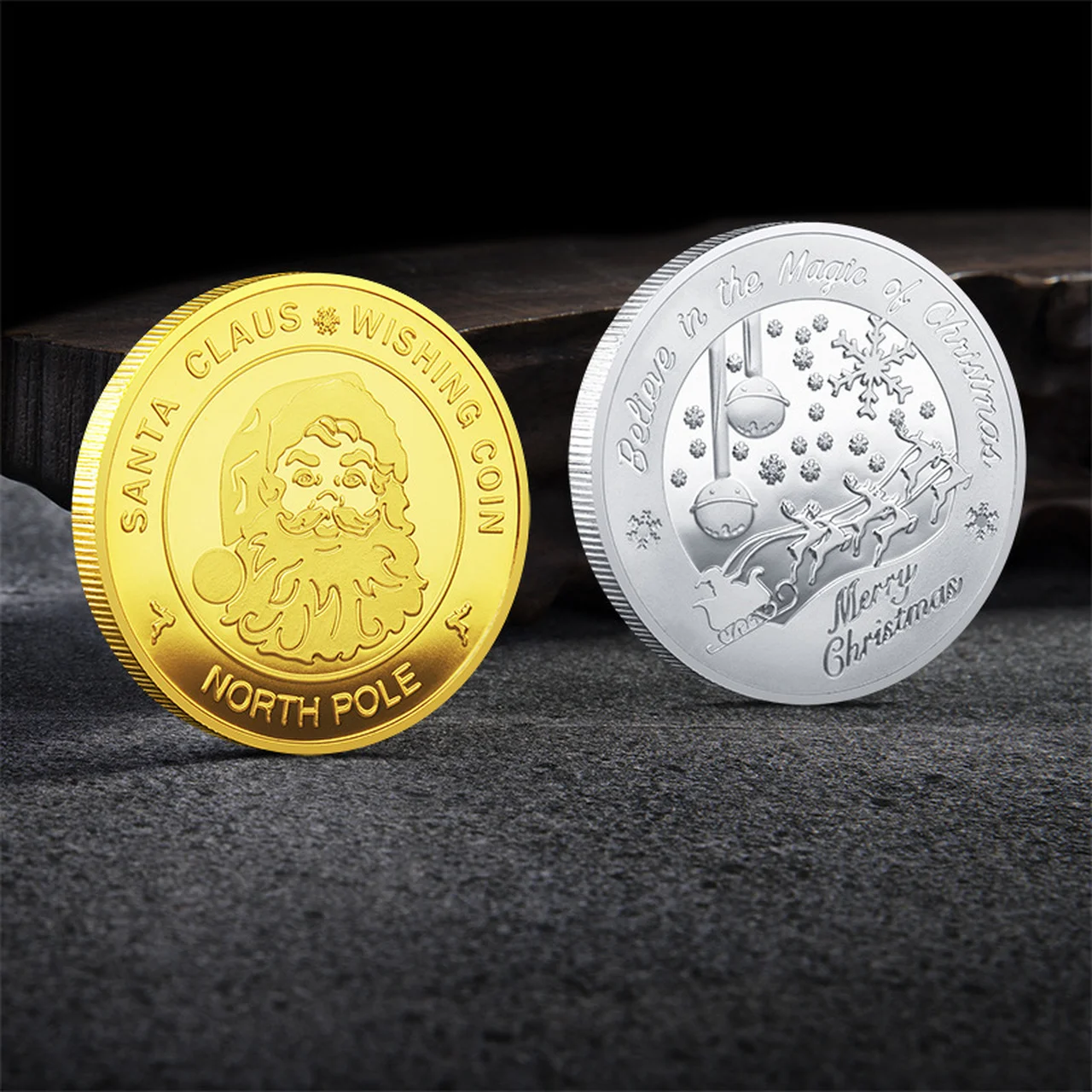 

Merry Christmas Color Commemorative Coin Santa Claus Medal Collectible Coin Crafts Collectibles Home Decoration Challenge Coin