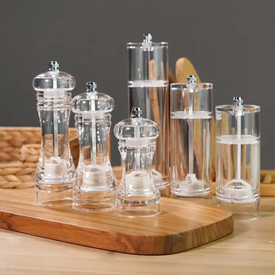Salt Pepper Grinder Refillable Clear Acrylic Mills with Adjustable Coarseness Precision Mechanisms Multi-size Kitchen Gadget | Дом и сад