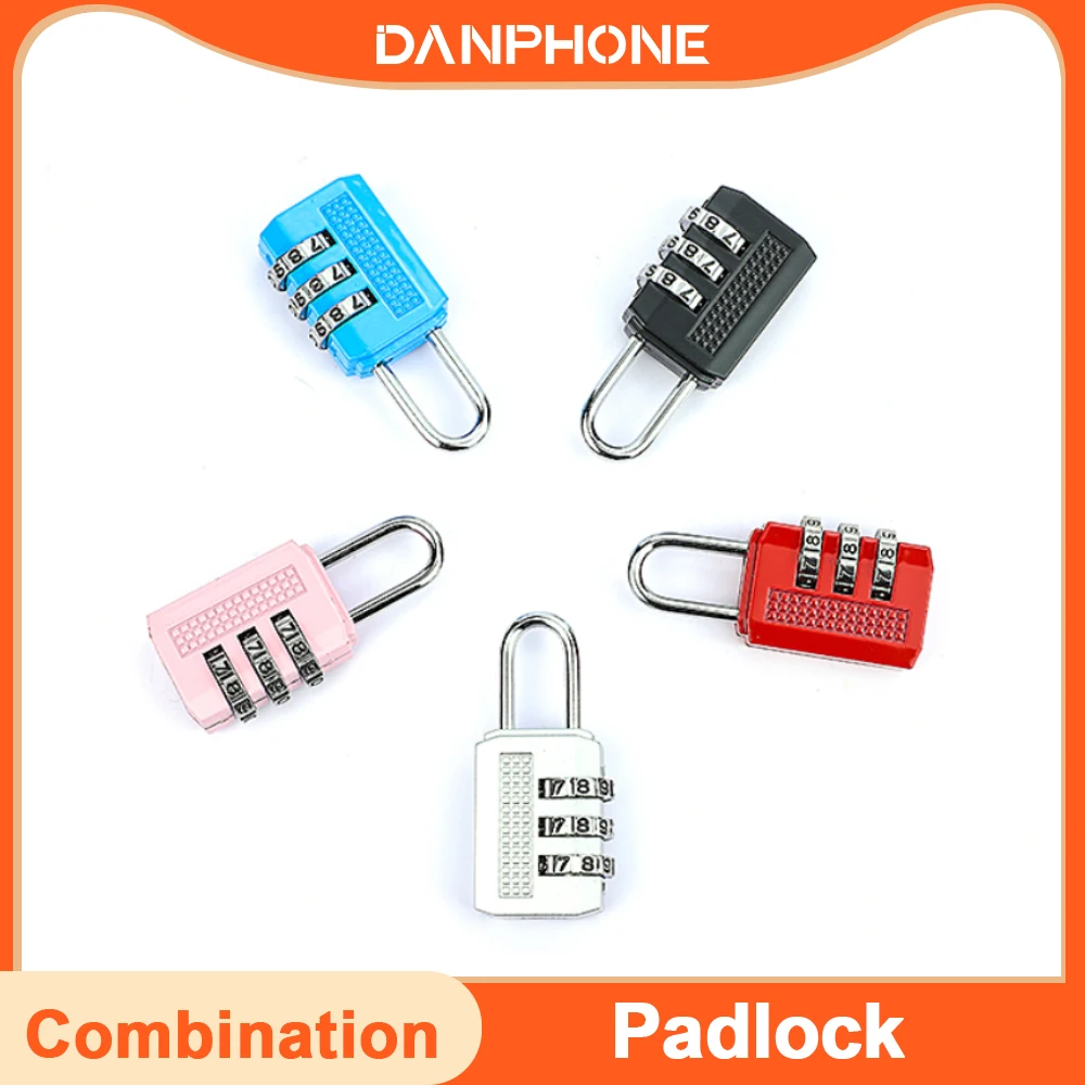 

DANPHONE 3 Digit Combination Lock Travel Bag Luggage Cabinet Padlock Outdoor Fitness Security Code Lock Black White Blue Red
