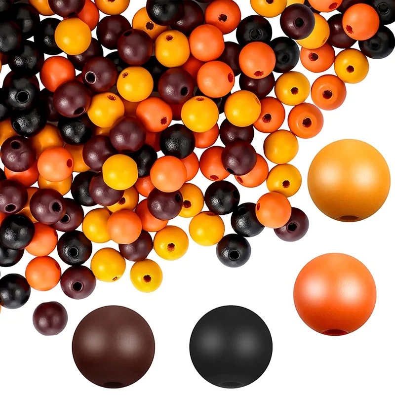 

180Pcs Wood Round Beads Painted Painted Loose Beads Round Ball Wood Spacer Beads for DIY Crafts Making Home Decoration