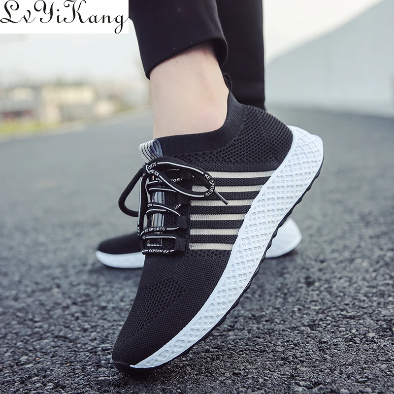 

Мужские сетчатые кроссовки на шнуровке LVYIKANG, повседневные легкие удобные дышащие кроссовки для ходьбы и тенниса, 2019