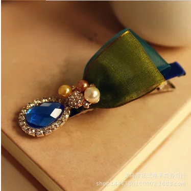 

Женская Элегантная классическая заколка для волос с бантом Шпилька для волос аксессуары для волос головной убор Заколка-Утконос лента Стра...