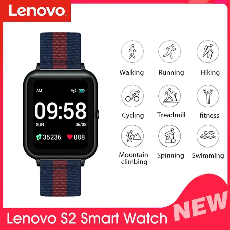 

Lenovo S2 Intelligent Watch Fitness Tracker Wristband Heart Rate Call Notification Sleep Monitor Touch Screen Calorie Pedometer
