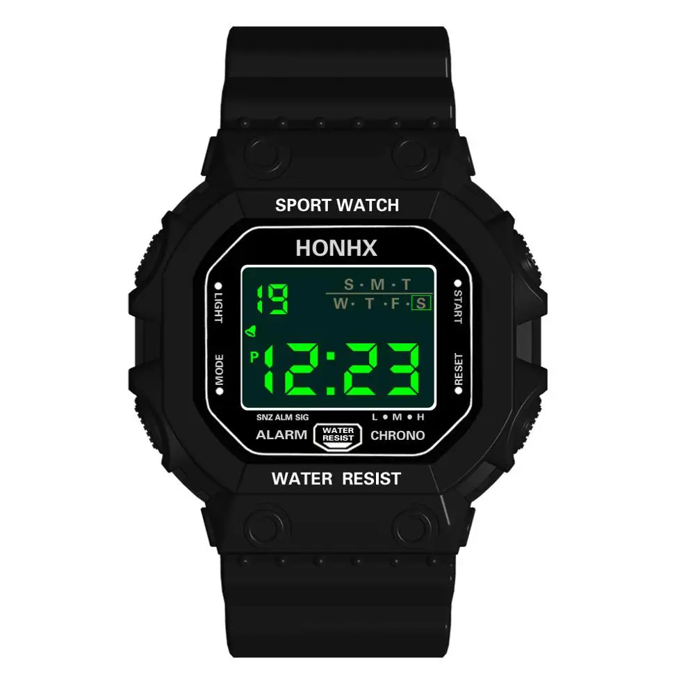 Золотой Новые роскошные honhx Mens цифровые светодиодный часы с цифровым датным будильником водонепроницаемые спортивные мужские наружные электронные часы Прямая поставка - Цвет: Золотой