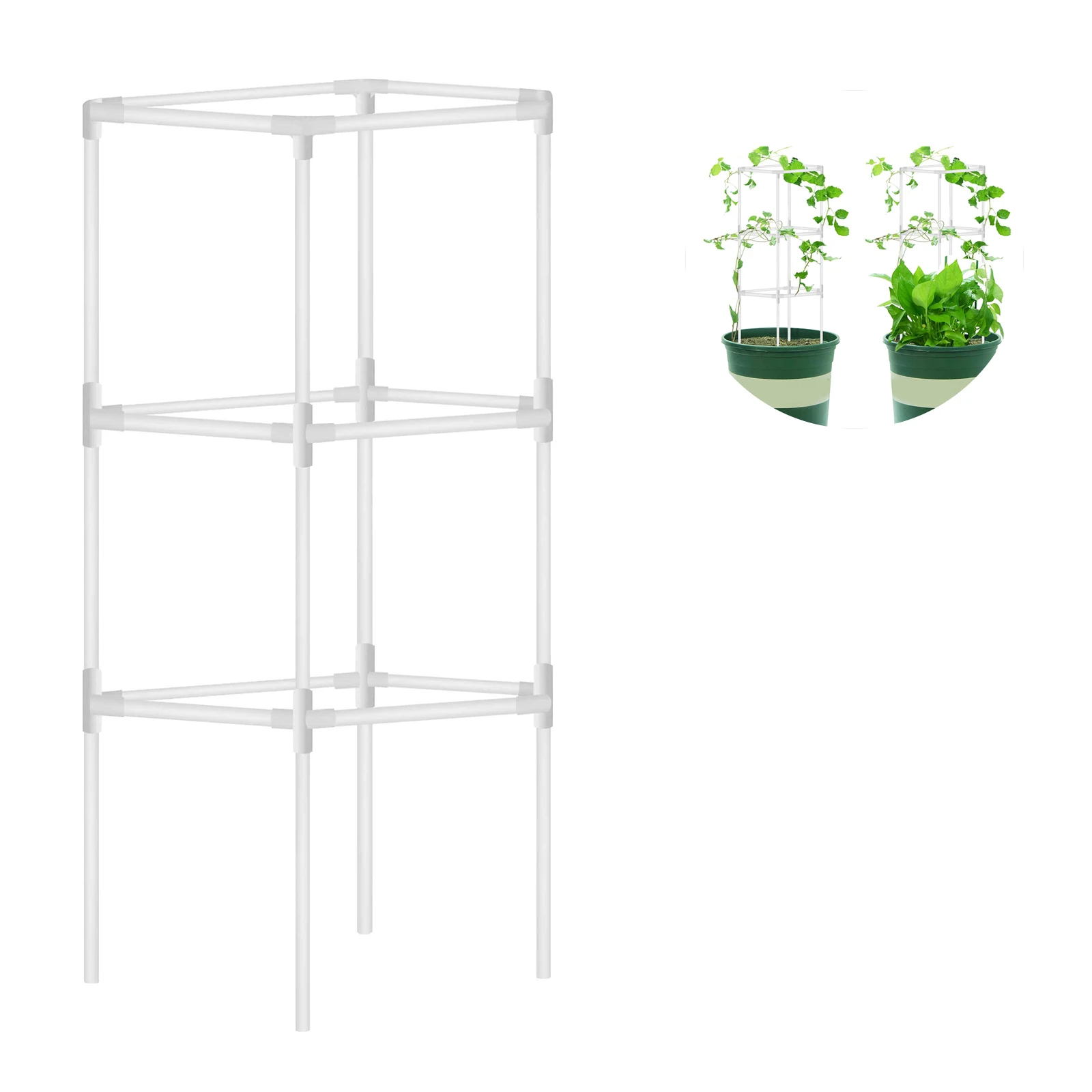 

Plant Stand Reusable Vine Support Corrosion Resistant Vine Plant Climbing Frame Support With 24 Tubes 4-Hole Connector Clamps