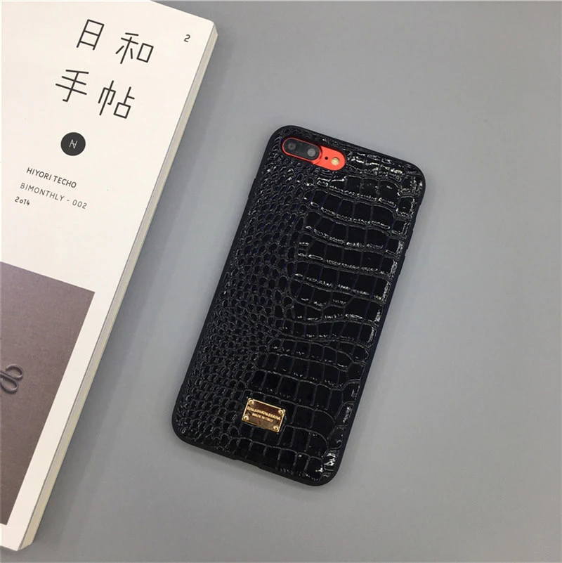 luxury leopard snake flower Crocodile metal label leather case for iphone 14 13 12 11pro XR XS Max 7 8plus 3D hard plastic cover