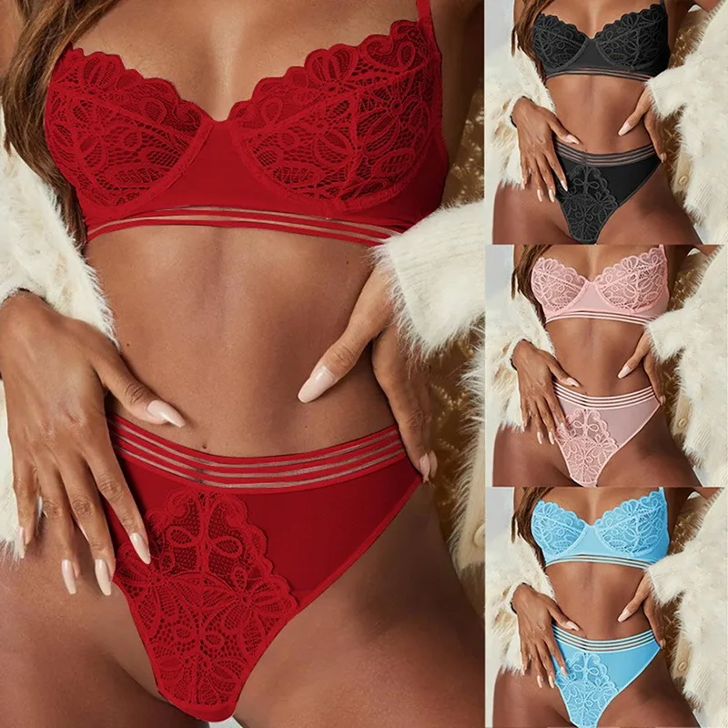 

Lace Lingerie Sexy Women's Underwear Transparent Short Skin Care Kits Sexy Lace Bra Brief Sets Erotic Intimate Bra & Brief Sets