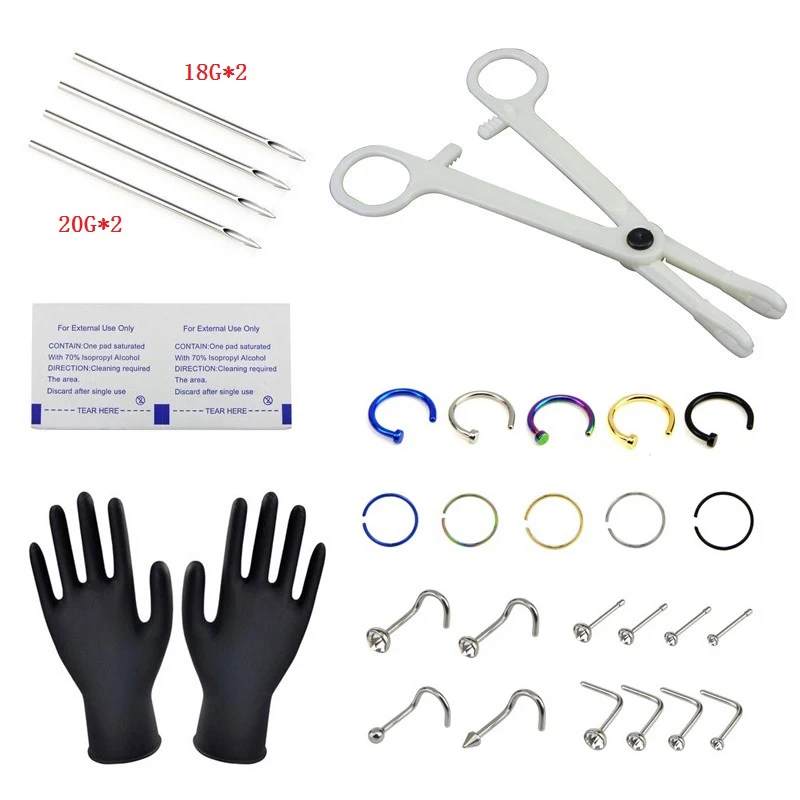 

1set Professional Piercing Navel Tool Kit Stainless Steel Belly Ring Tongue Tragus Nipple Lip Eyebrow Nose Body Jewelry