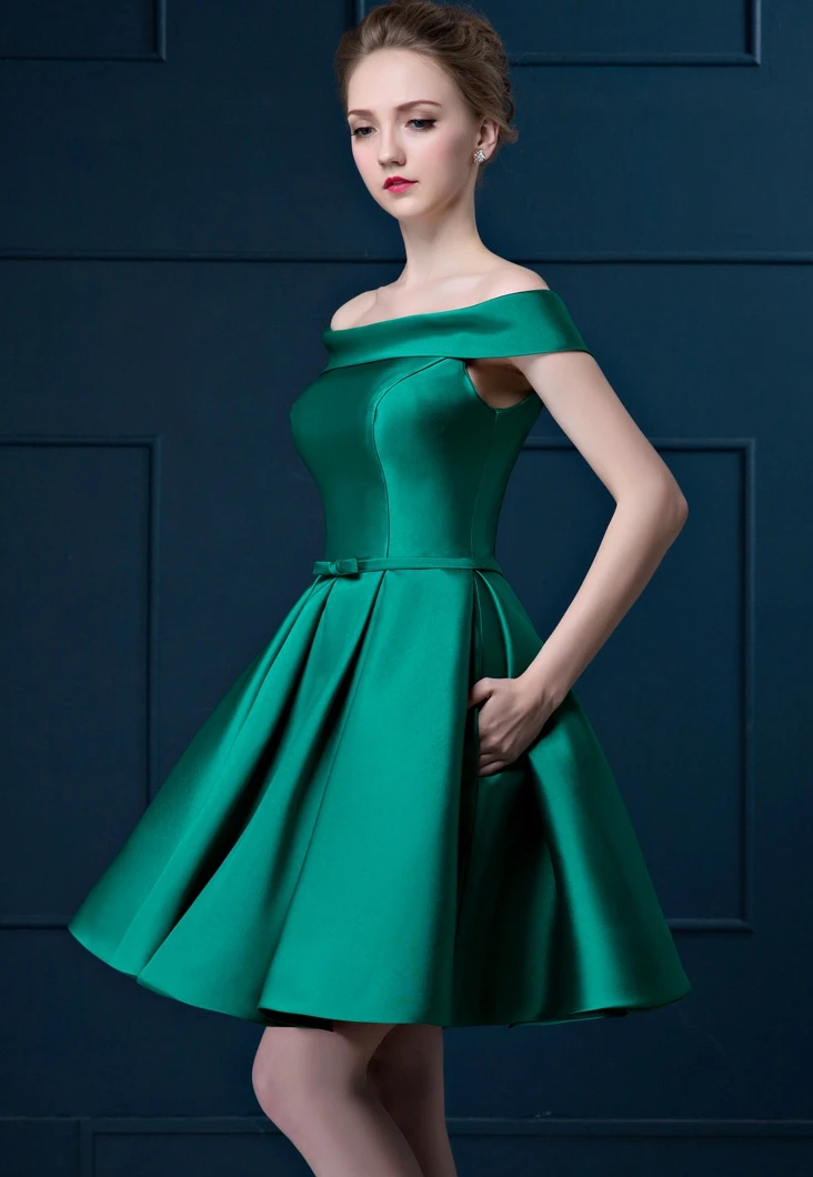 Vestido madrinha новые атласные платья подружки невесты с открытыми плечами и открытой спиной, золотое, королевское, голубое, фиолетовое, розовое, длина до колена, свадебные g