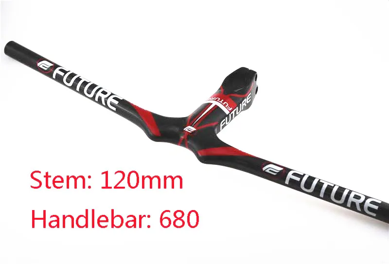 680x120mm Future new 3K Углеродное волокно горный велосипед плоский руль 31,8 ммmtb Интегрированный руль с углеродным стержнем блеск - Цвет: 680x120mm