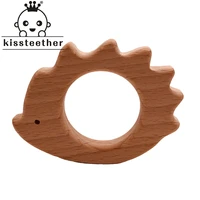 kissteether baby wooden teether beech wood cartoon hedgehog teething toys montessori inspired nursing pendant baby teether