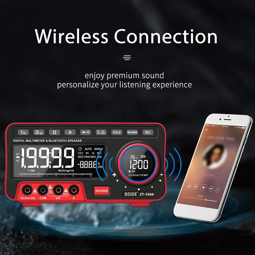 ZT-5566 19999 отсчетов T-RMS Настольный цифровой мультиметр и BT динамик AC/DC измеритель