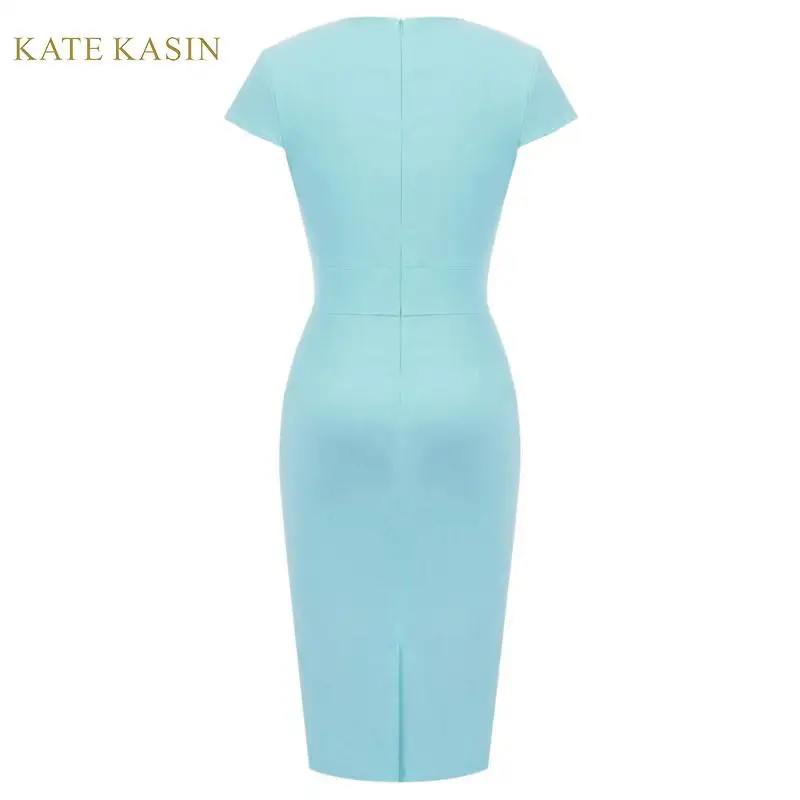 Женское винтажное платье карандаш Kate Kasin однотонное облегающее с рукавами