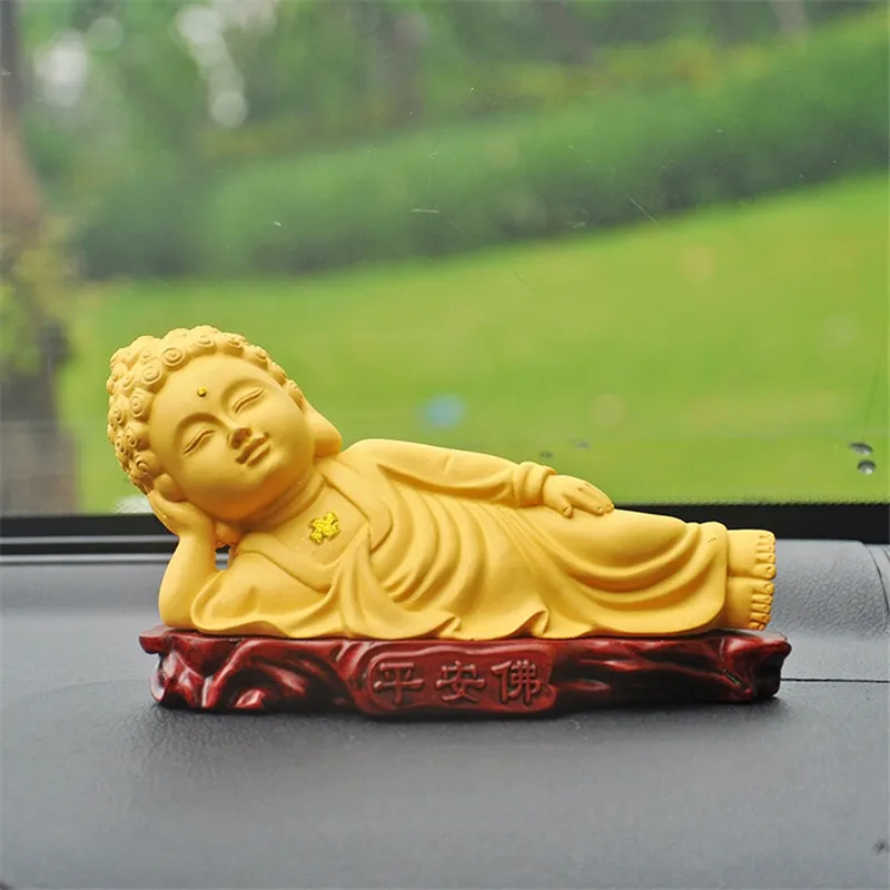 

Resin Golden Lying Buddha Statue Car Buddah Decor Home Fengshui Decoration Accessories Budha to Budha Figurine Buddhism Supplies