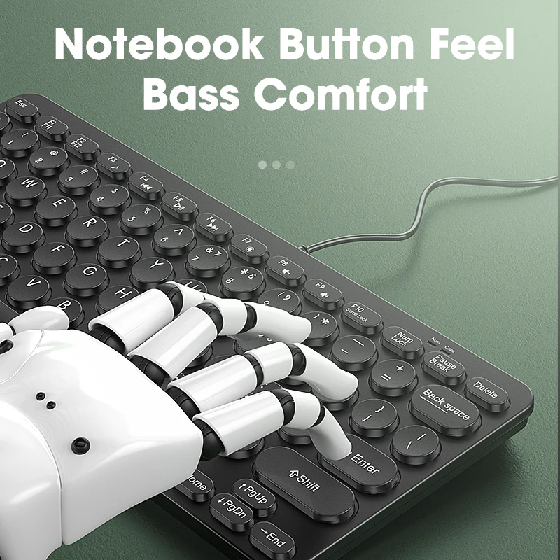 

Ergonomic Keyboard for Computer PC Laptop Cute Keyboards 78 Keys Round Keycaps Teclados Gamer Not Bluetooth Keyboard Drop Ship