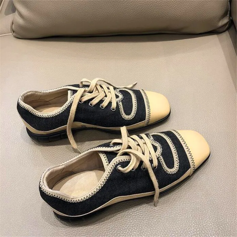 Обувь на низком каблуке лоферы шнуровке женская офисная обувь повседневная