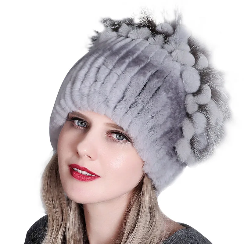 Женские меховые шапки с цветами из меха норки кроличьей шерсти роскошные