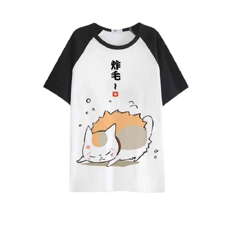 

Хлопковая футболка High-Q унисекс, Нацумэ Yuujinchou, футболки, дышащие футболки Nyanko-sensei, свободная молочная шелковая футболка, футболки