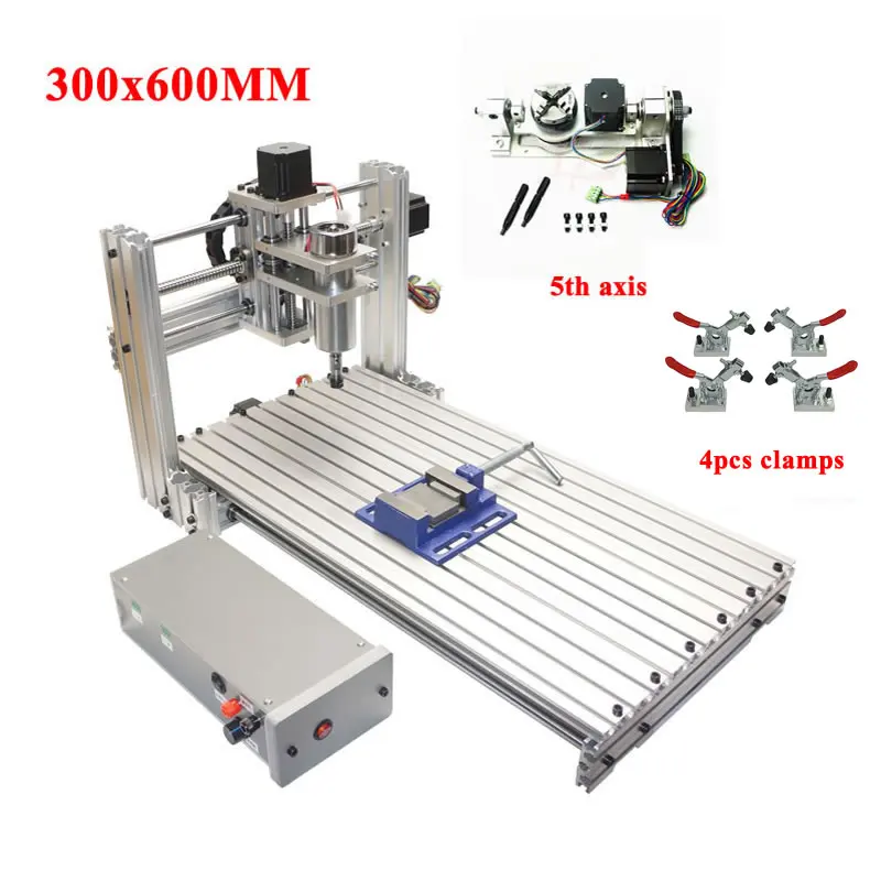 

DIY Mini CNC 3060 5-осевой металлический маршрутизатор, комплект деталей рамы, фрезерный станок с собирающими зажимами ER11, шаговый двигатель nema23 3A, ...