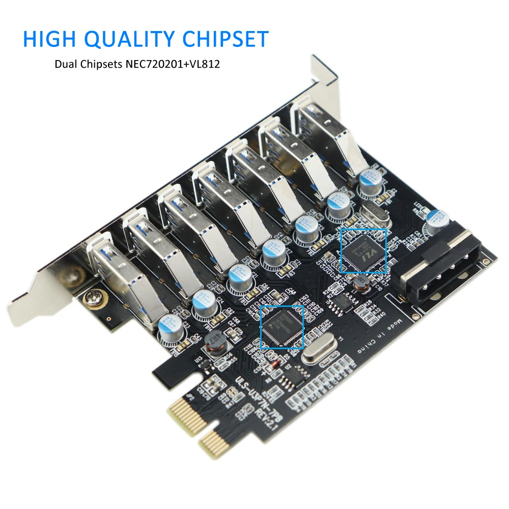 PCIe к USB 3 0 7-портовая PCI Экспресс Плата расширения PCI-E USB3.0 концентратор с разъемом